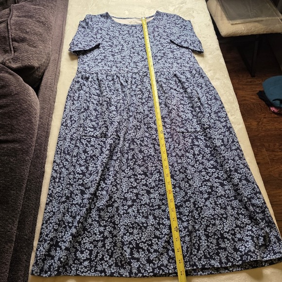 Appleseeds Dress Medium Navy & Blue Womens Dress Short Sleeve w/Front Pockets - Picture 3 of 10